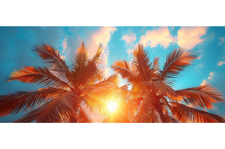 Sunset Beach with palm trees and, a Nature Photo by ZinetroN