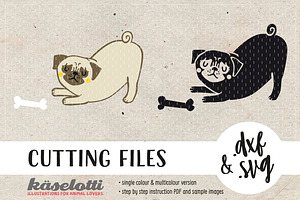 SVG DXF cutting file pug with bone