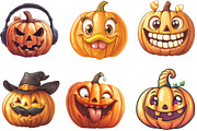 Pumpkin Face Funny Halloween Clipart, an Illustration by CraftArtStudio (Thumbnail 2 of 6)
