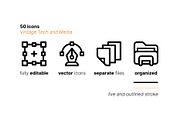 50 Vintage Technology & Media Icons, an Outline Icon by Side Project (Thumbnail 4 of 8)