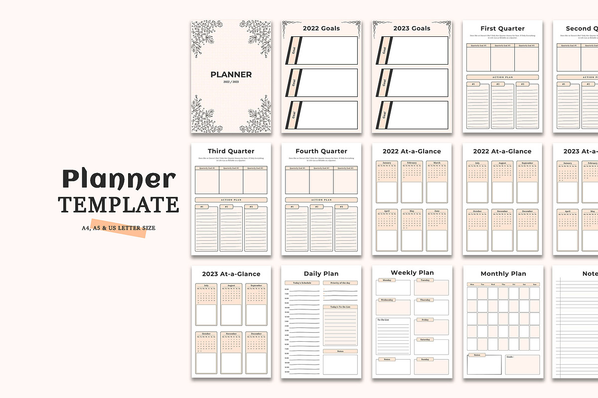 2022,2023 Planner Template Canva V13, a Stationery Template by LaxmiOwl (Photo 1 of 7)
