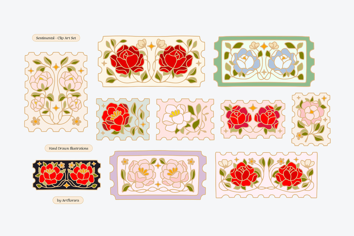 SENTIMENTAL Hand Drawn Whimsy Floral, an Object Graphic by Artflorara (Photo 6 of 12)