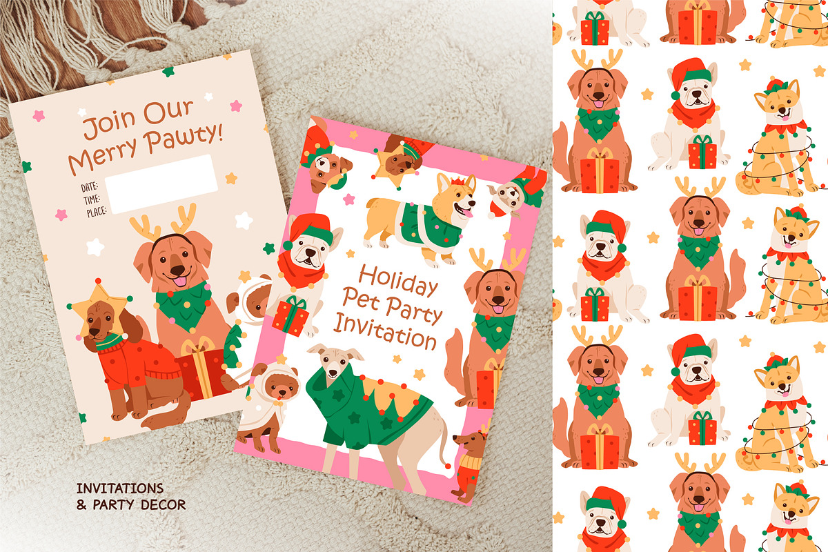Christmas Dogs Clipart, an Animal Illustration by vik.stock (Photo 5 of 7)