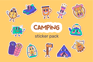 Camping sticker pack, a Decorative Illustration by Kate Liusto