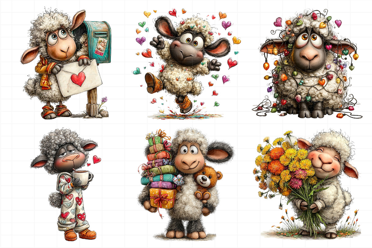 Funny Valentine Sheep Clipart, an Illustration by Daily.Designs (Photo 6 of 7)