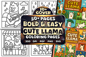 Bold Easy Llama Coloring Pages, an Animal Illustration by Craftsbeefy