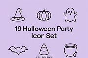 19 Halloween Party Icon Set, an Outline Icon by adenpinkstore (Thumbnail 1 of 12)