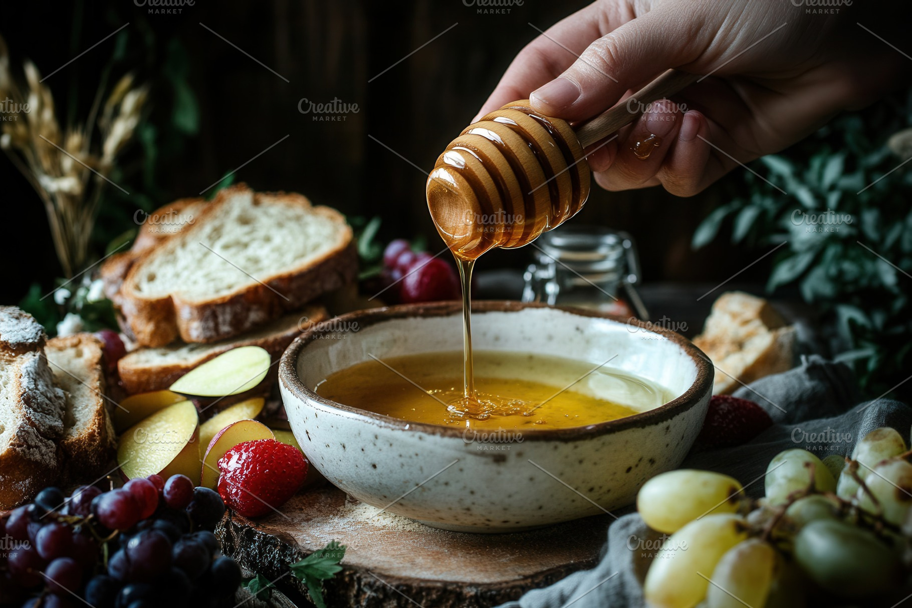 A hand carefully pouring honey, a Photo by Pavel_design