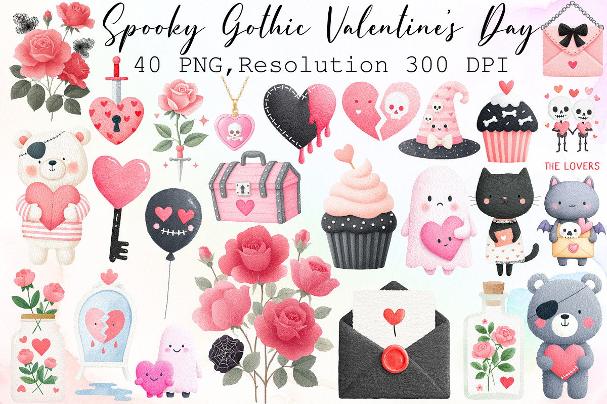 Spooky Gothic Valentine's Day Bundle, an Illustration by Sublimation Artist (Photo 1 of 6)