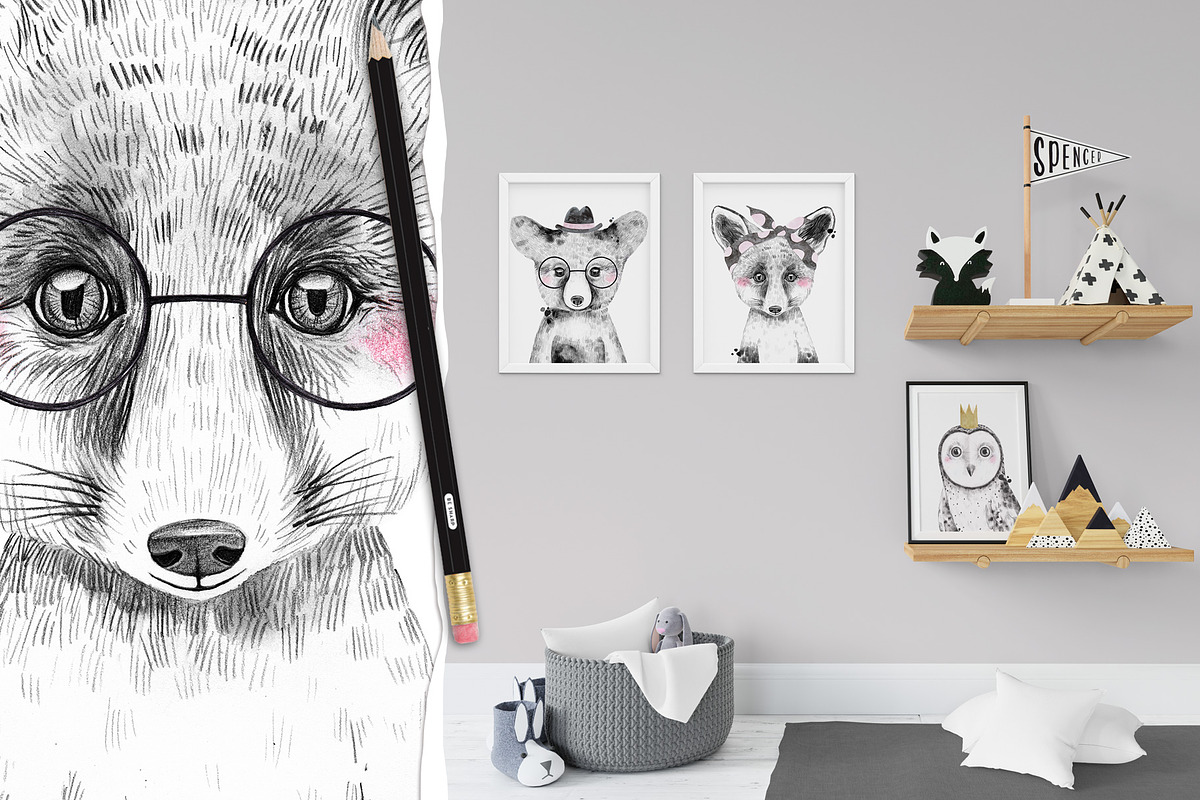 WOODLAND BABIES watercolor set, an Animal Illustration by Natali Smolova (Photo 2 of 7)