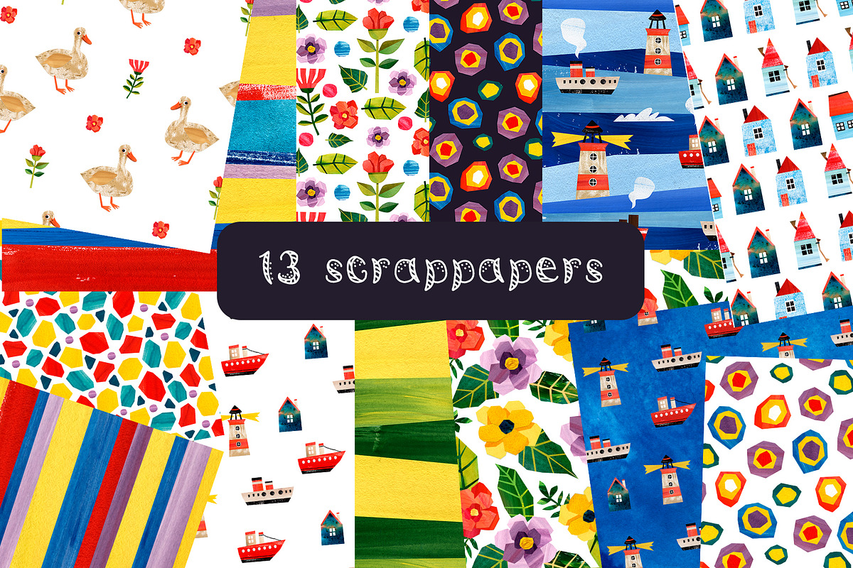 Papercut collages - Watercolor Set, a Texture Illustration by Mashamashastu (Photo 12 of 17)