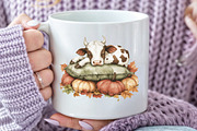 Watercolor Autumn Cow Clipart, an Illustration by CraftArtStudio (Thumbnail 5 of 6)