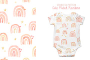 Cute Rainbow Hand-Drawn pattern, a Pattern Graphic by Waterystrokes (Thumbnail 1 of 3)