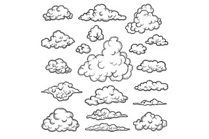 Hand Drawn Clouds. Weather Graphic