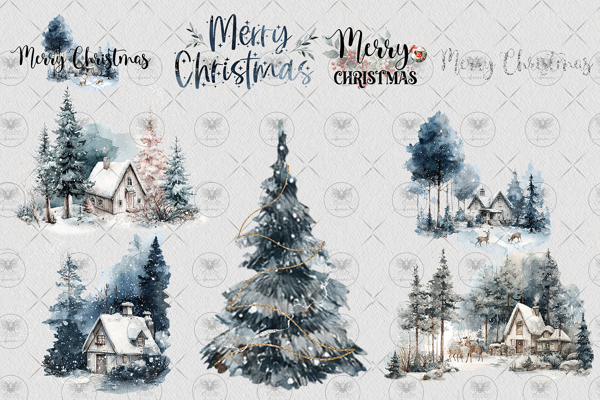 Winter Forest Christmas Clipart, an Illustration by BigCakeBee (Photo 3 of 4)
