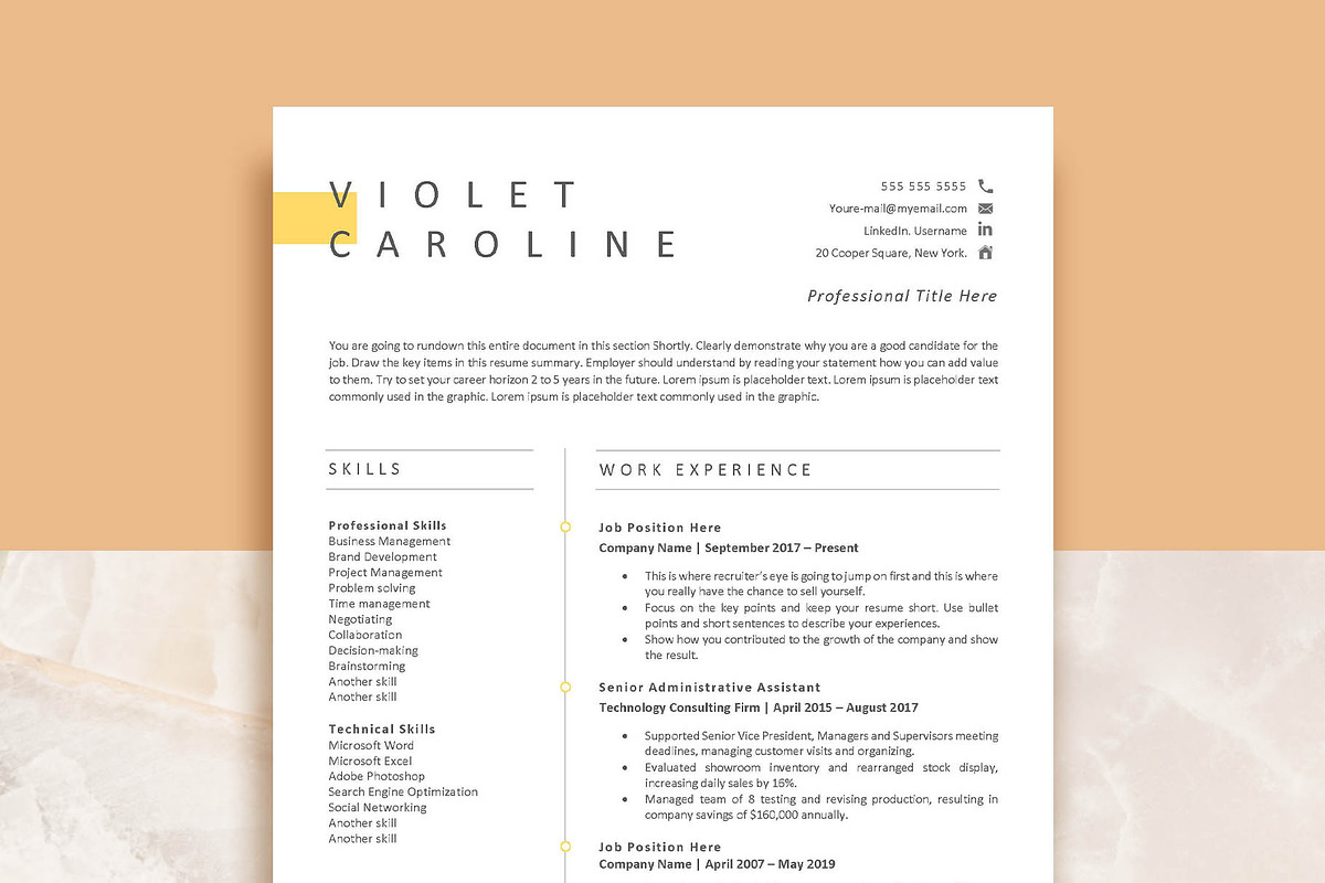 Professional Resume Template Word, a Resume Template by VictoriousVita (Photo 1 of 8)