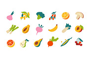 Fruits & vegetables icons set, a Food Illustration by PaperTrident (Thumbnail 3 of 14)