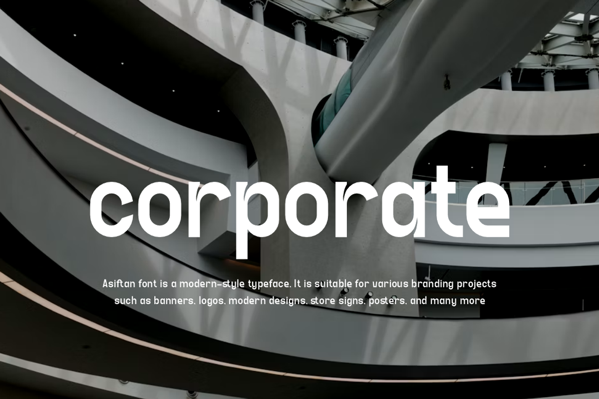 Asiftan - Corporate Logo Font, a Sans Serif Font by QR Design Studio (Photo 2 of 12)