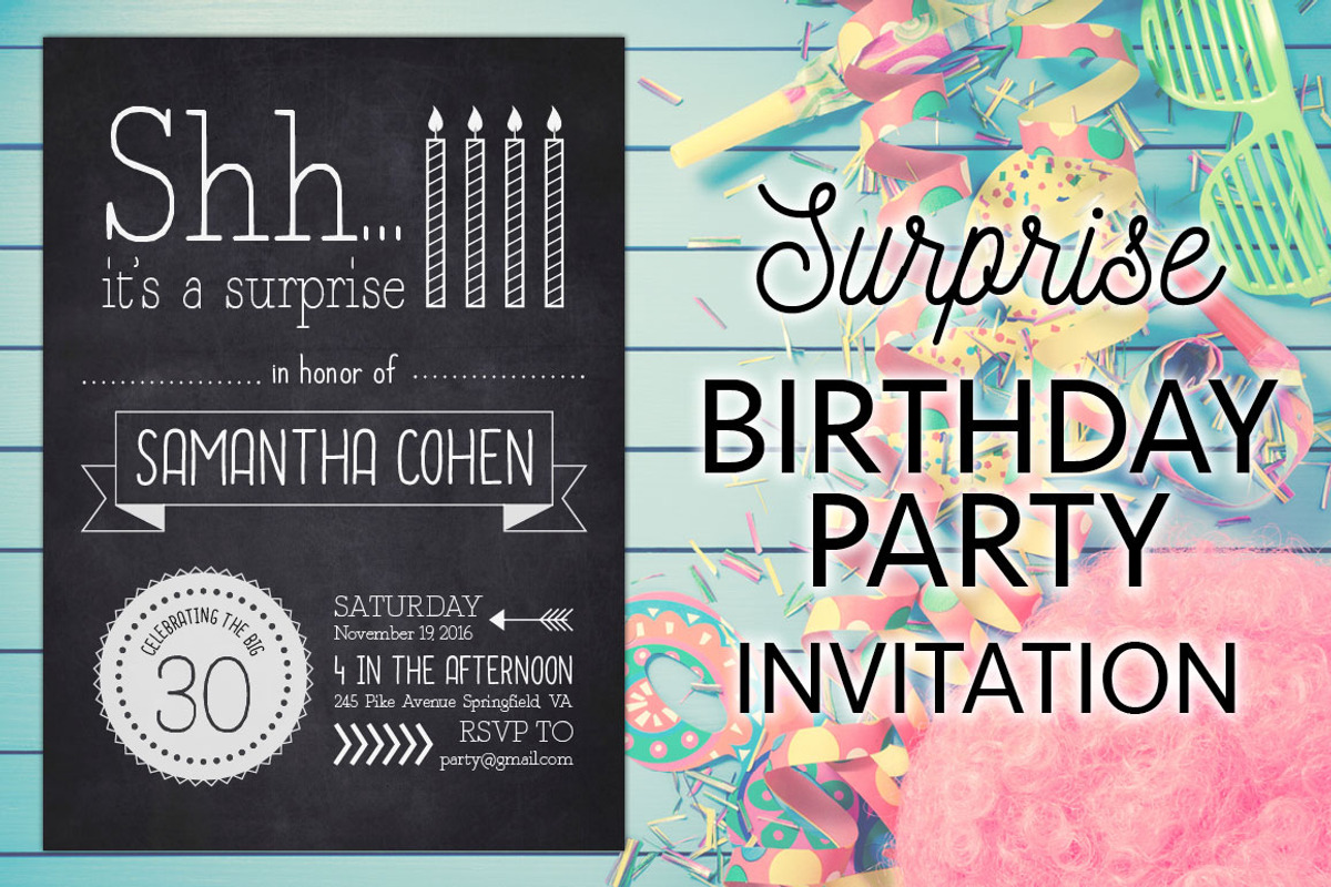 A Surprise Birthday Party Invite, an Invitation Template by BF Studios (Photo 1 of 2)