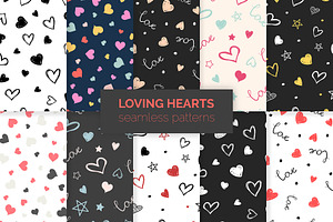 Loving Hearts Seamless Patterns