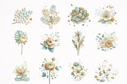 Blush and Blue Leaves Florals, an Illustration by DreamArtGraphic (Thumbnail 2 of 8)