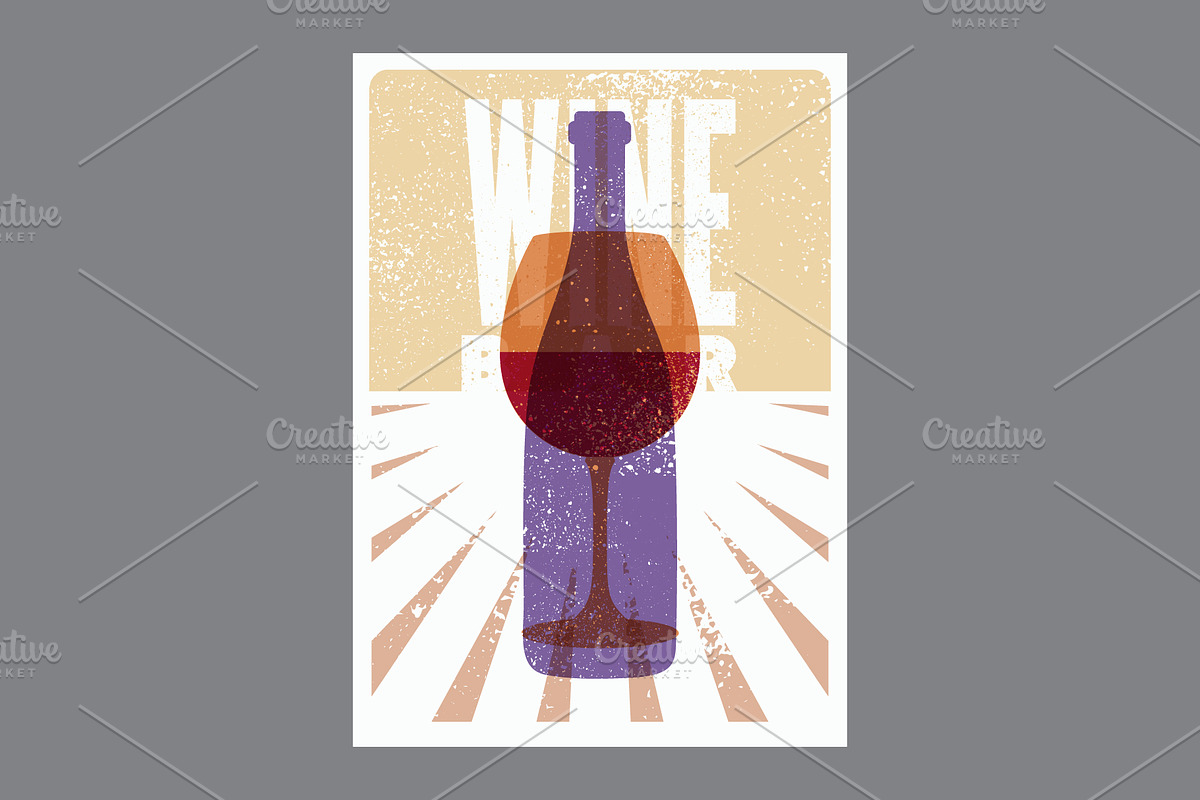 Wine Bar design vector poster set., a Food Illustration by PoPaShop (Photo 7 of 7)