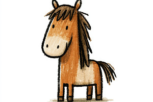 Cute horse doodle illustration, an Animal Photo by José Manuel Gelpi