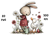 Whimsical Floral Bunny and Duck, an Animal Illustration by GiraffeCreative (Thumbnail 12 of 20)