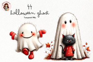 Halloween Ghost PNG Clipart Bundle, a Seasonal Illustration by Nicolle's Colorful Art