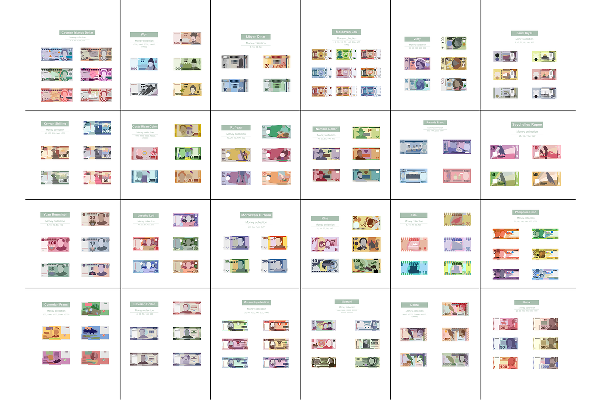 Banknotes of 151 Countries, a Finance Illustration by Zhuna (Photo 5 of 7)