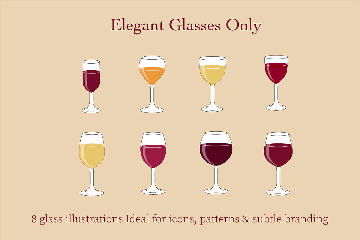 Elegant Wine Glasses & Hand Poses, a Food Illustration by Lettering_Logo (Photo 3 of 9)