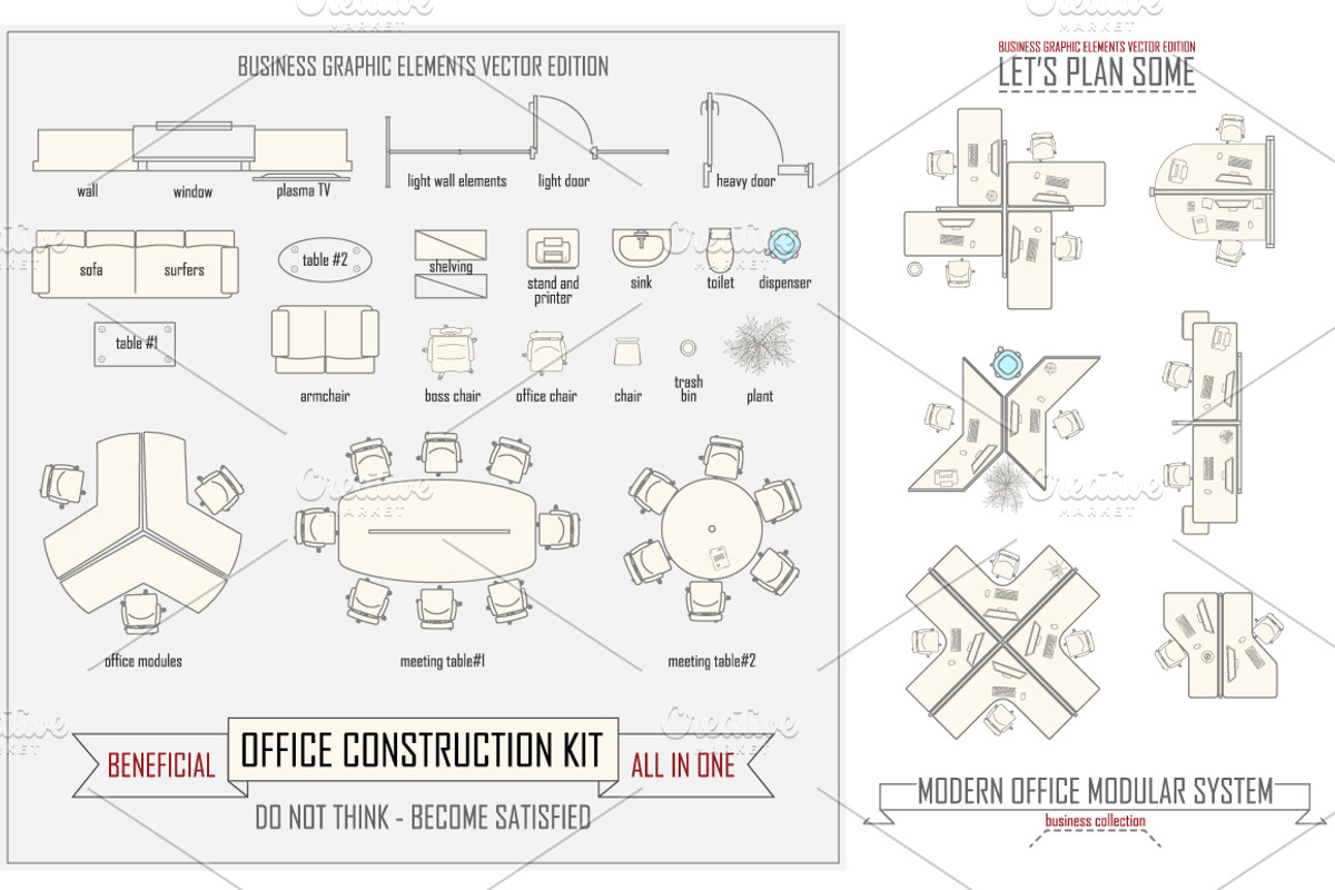 Office layout construction kit, an Object Graphic by Digithings (Photo 1 of 2)