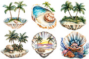 Beach Paradise Inside Seashell PNG, an Illustration by Designworld (Thumbnail 2 of 5)