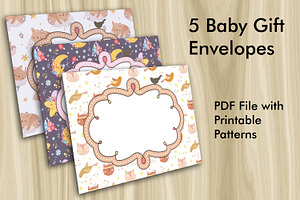 5 Baby Gift Envelopes, a Print Template by Kseniya-Omega
