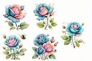 Whimsical blue rose Clipart, an Illustration by Designworld (Thumbnail 5 of 8)