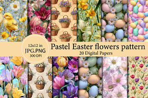 Pastel Easter flowers pattern, an Illustration by Designworld
