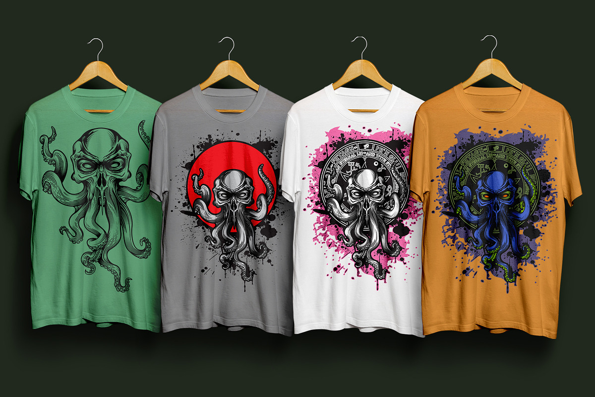 Cthulhu skull octopus PRINT BUNDLE, an Animal Illustration by VioSilent (Photo 6 of 6)
