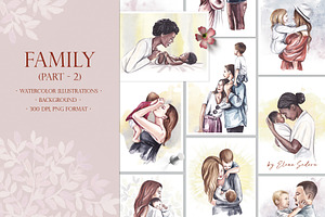 FAMILY watercolor clipart (part - 2)