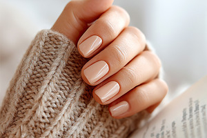 Elegant close-up of a female hand with manicured nails holding a book indoors, a Beauty & Fashion Photo by AlyaAnd