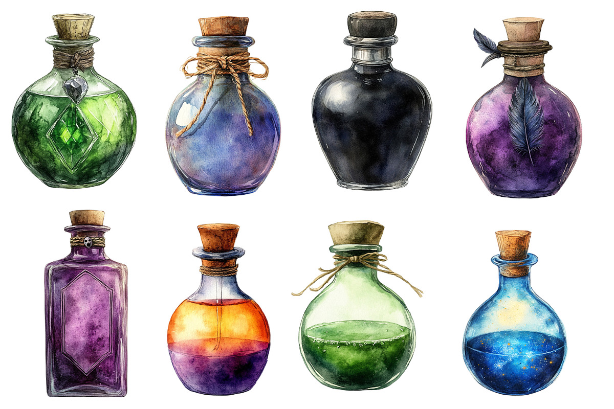 Vintage Halloween Potions Clipart, an Illustration by Designworld (Photo 2 of 5)