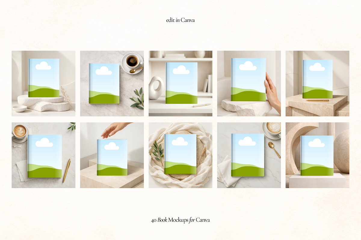 40 Book Cover Mockups for Canva, a Books & Magazine Mockup by Matisse Studio (Photo 6 of 9)