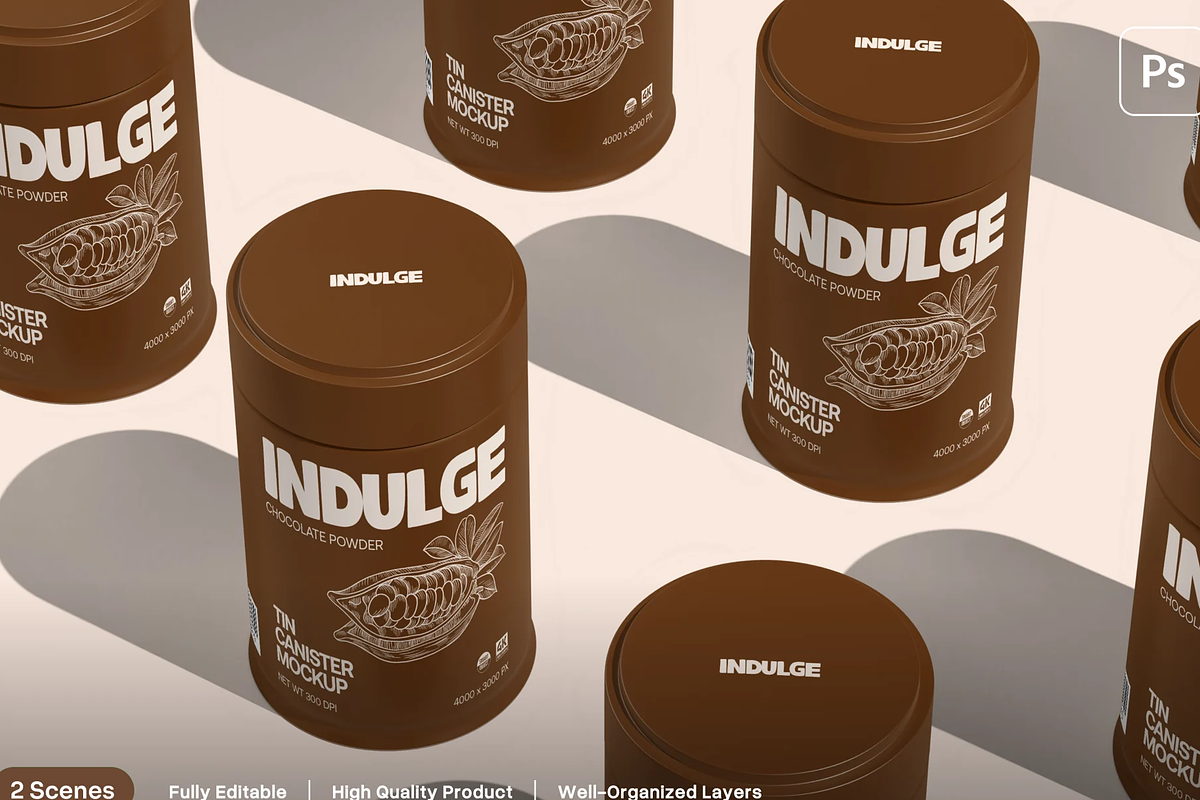 Tin Can Mockup 2 Views, a Packaging Mockup by graphicsauce (Photo 1 of 4)