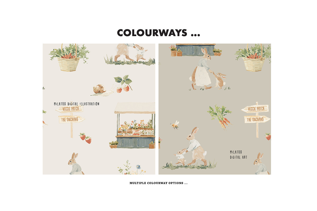 Mama bunny market rabbit pattern, a Pattern Graphic by Milatoo (Photo 3 of 4)