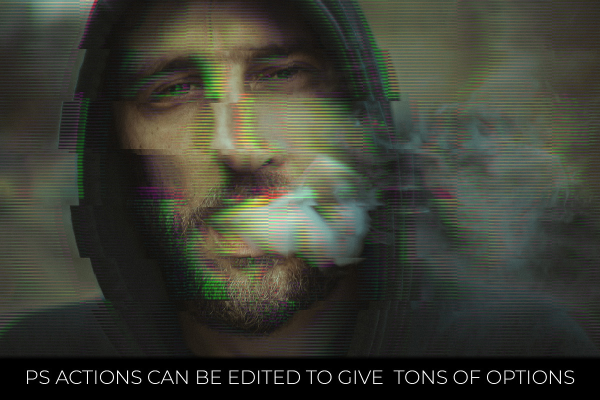 Glitch Effect Photoshop Actions, an Action Add-On by Dene Studios (Photo 2 of 15)