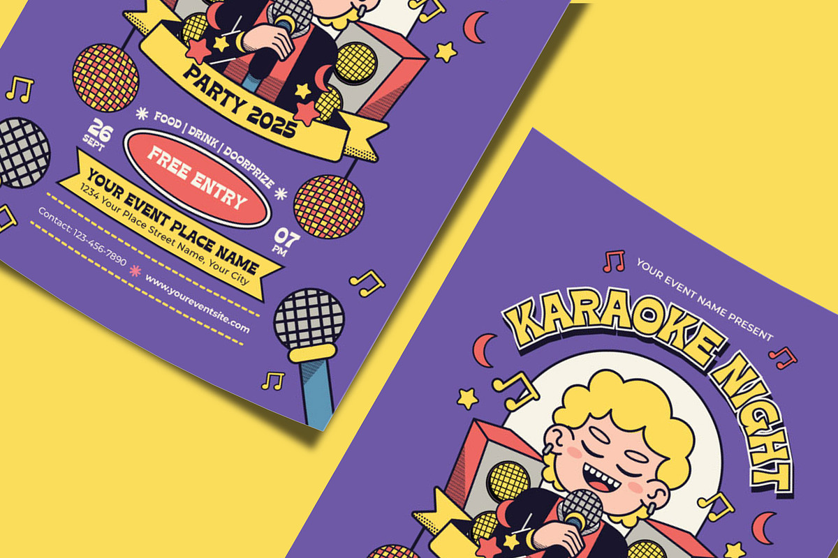 Karaoke Night Party Flyer Template, a Flyer Template by Tiptop Graphic (Photo 3 of 5)