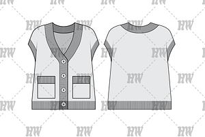 Oversized Sweater Vest Fashion Flat