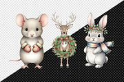 Kawaii Vintage Christmas Animals Png, an Illustration by Creative Art (Thumbnail 4 of 9)