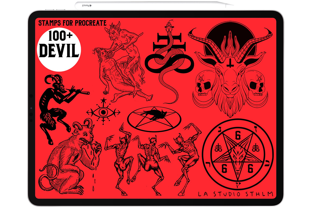 Devil - Procreate Tattoo Stamp Set, a Brush Add-On by LA Studio Sthlm (Photo 4 of 7)