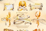 Watercolor Golden Phoenix Clipart, an Animal Illustration by ArtCreationsDesign (Thumbnail 8 of 10)