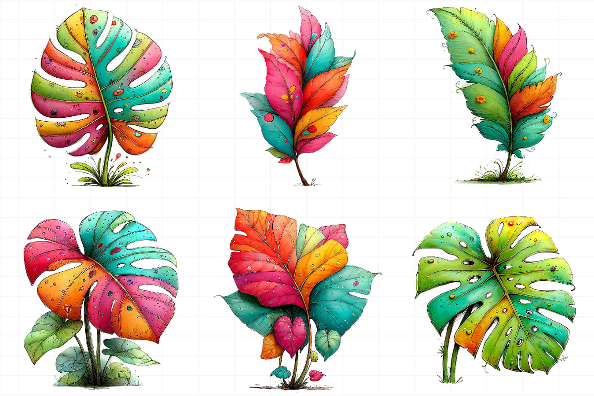 Whimsical Summer Tropical Leaf Clipa, an Illustration by Daily.Designs (Photo 3 of 7)